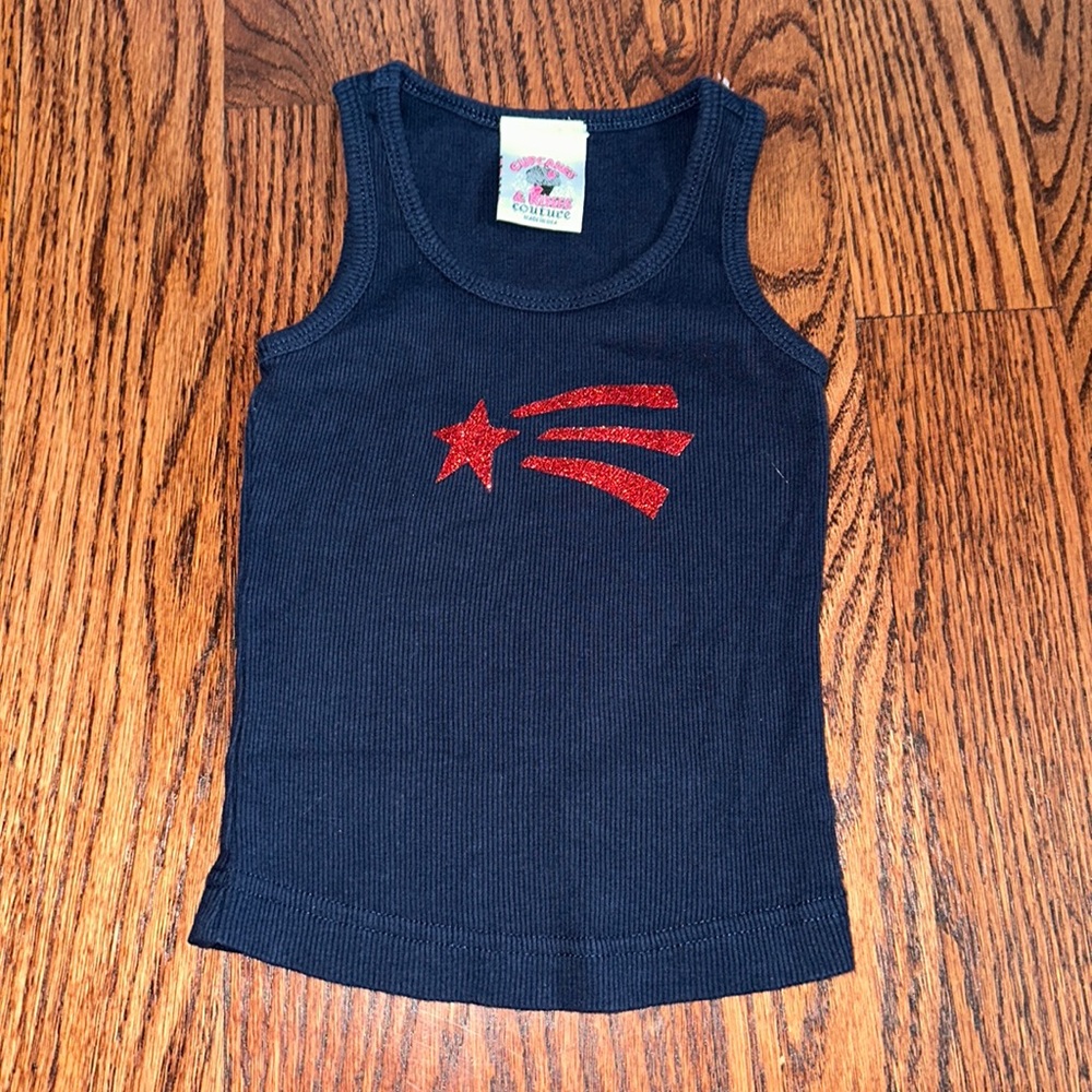 Boutique Navy ribbed tank with red star- size children’s 4